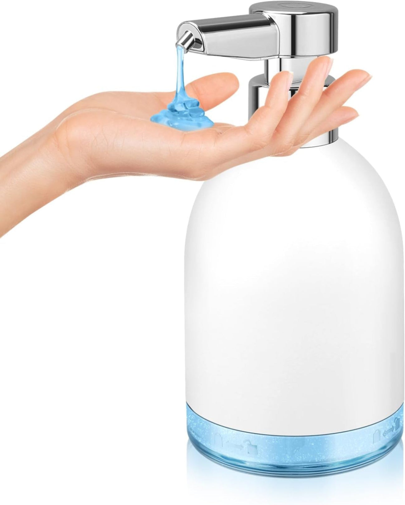 Automatic Soap Dispenser Liquid Touchless: 11Oz Plastic - 5 Level Adjustable White Rechargeable Electric Auto Smart Soap Dispenser - Bathroom Kitchen Hand Dish Lotion