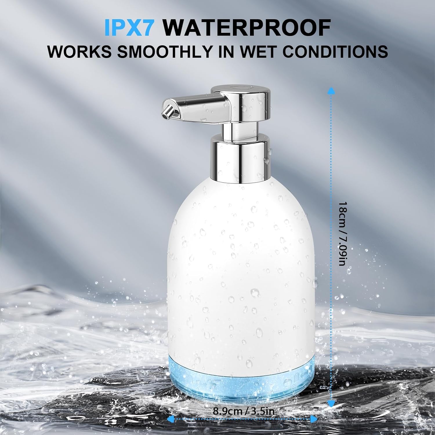 Automatic Soap Dispenser Liquid Touchless: 11Oz Plastic - 5 Level Adjustable White Rechargeable Electric Auto Smart Soap Dispenser - Bathroom Kitchen Hand Dish Lotion